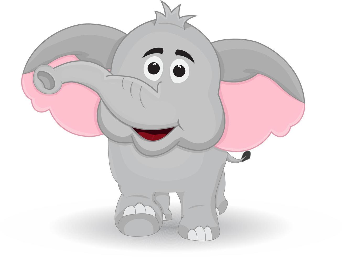 mignon dessin animé éléphant souriant fond blanc isolé vecteur