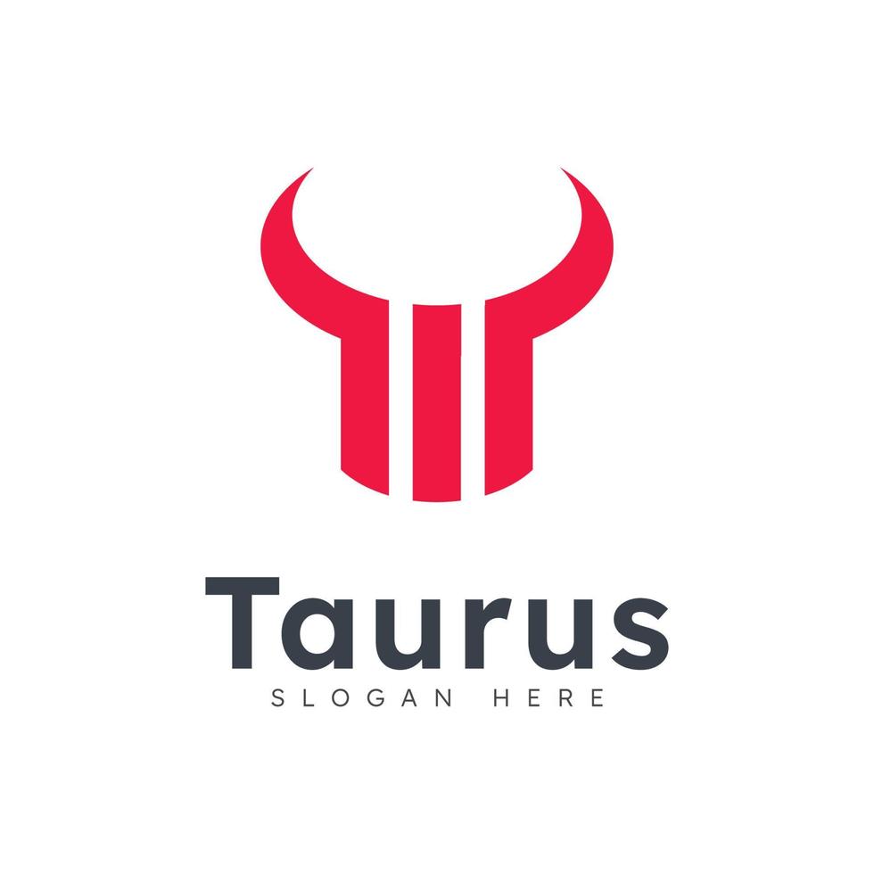 logo tête de taureau. tête de taureau abstraite avec icône de cornes. vecteur