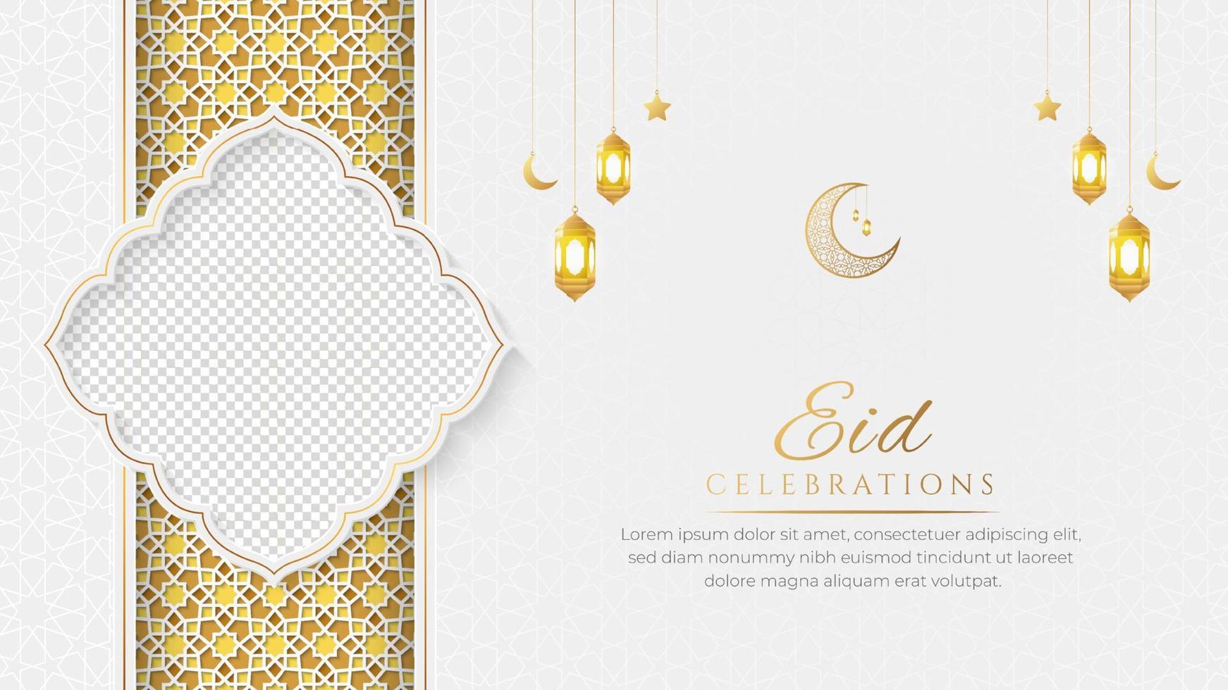 conception de bannière de médias sociaux islamique arabe eid mubarak avec un motif arabesque coloré vecteur