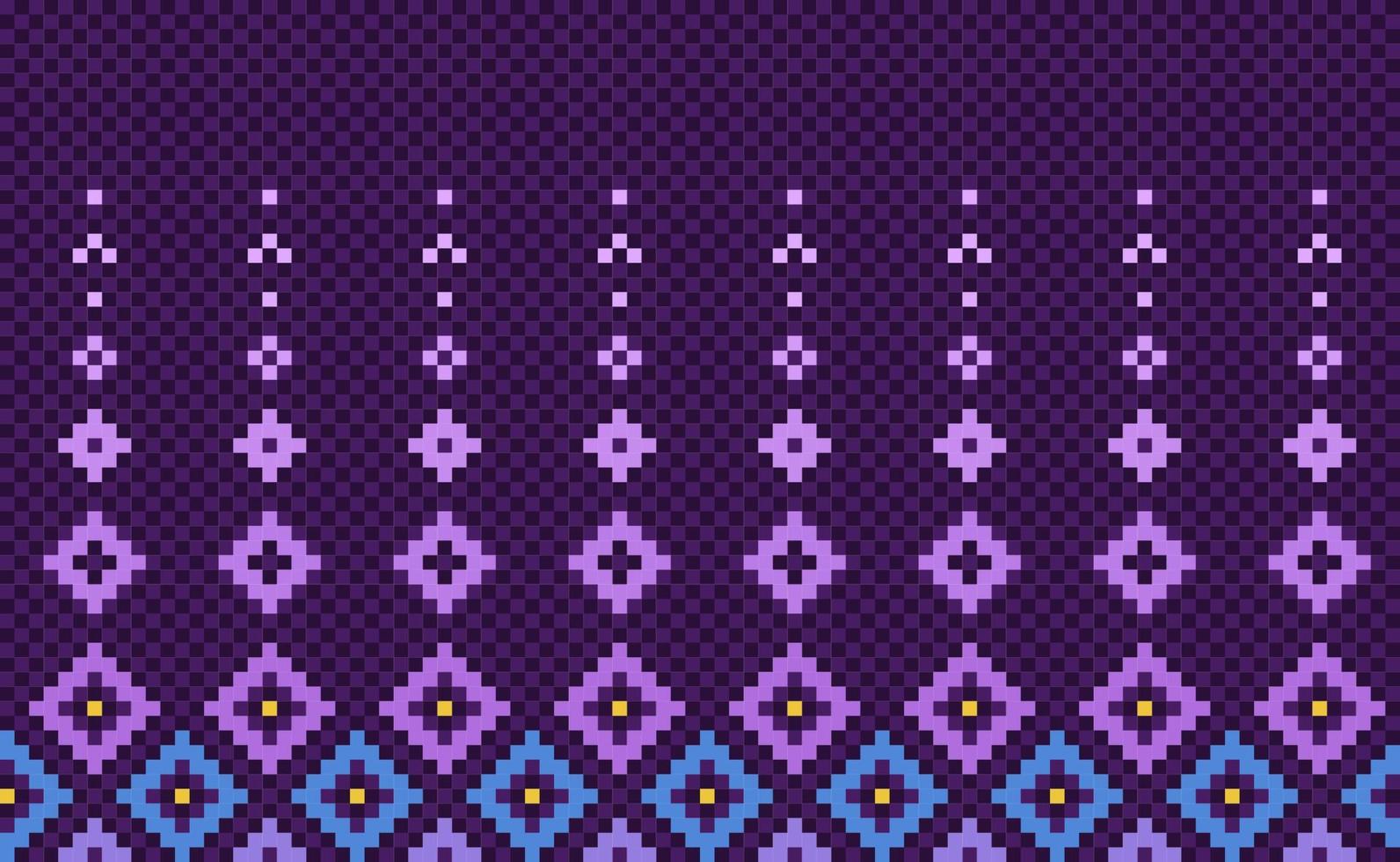 motif ethnique pixel, arrière-plan pixellisé de broderie vectorielle, style de motif géométrique sans soudure vecteur