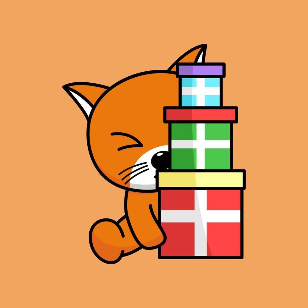 illustration vectorielle premium de personnage de chat orange mignon vecteur