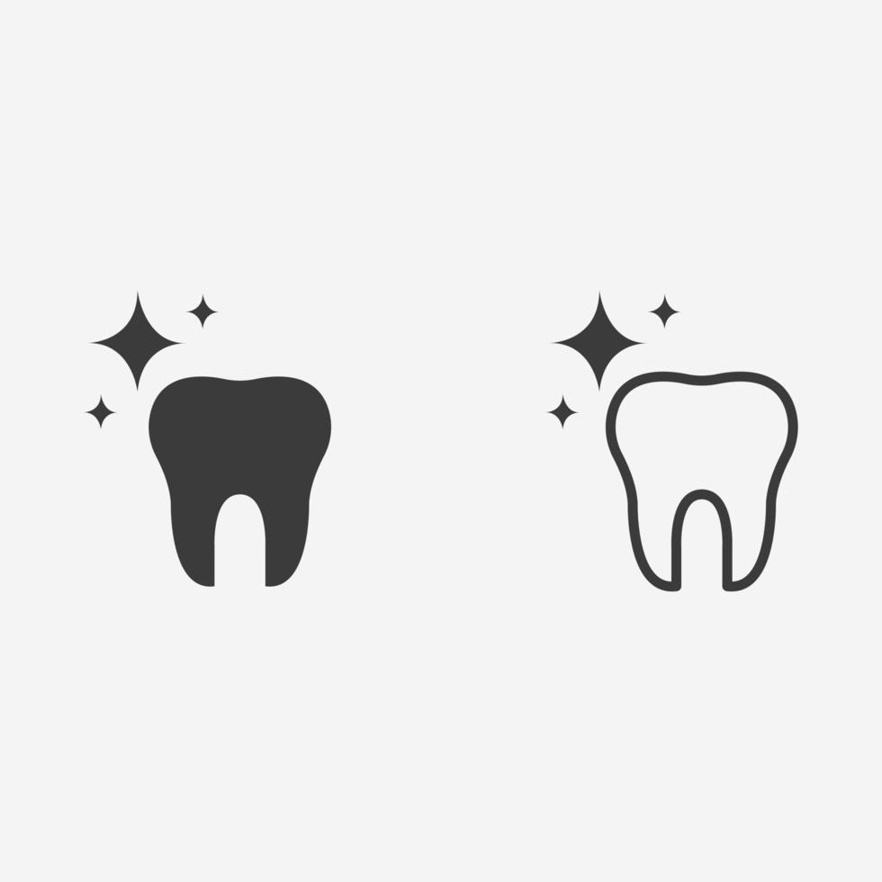 ensemble de vecteurs d'icône de dent. santé, dentisterie, dentiste, dentaire, bouche, hygiène, signe symbole médical vecteur