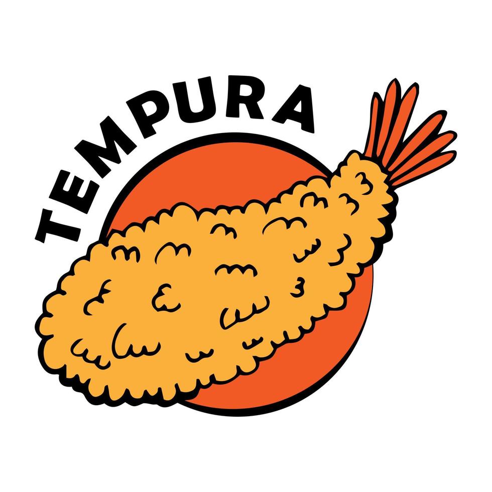crevettes tempura dans un style doodle isolé sur fond blanc vecteur