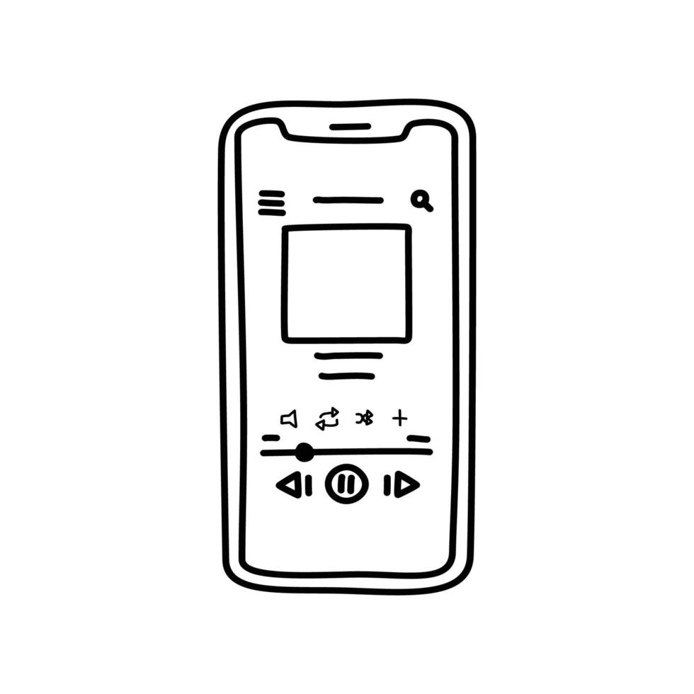 élément de dessin au trait organique dessiné à la main de téléphone avant vecteur