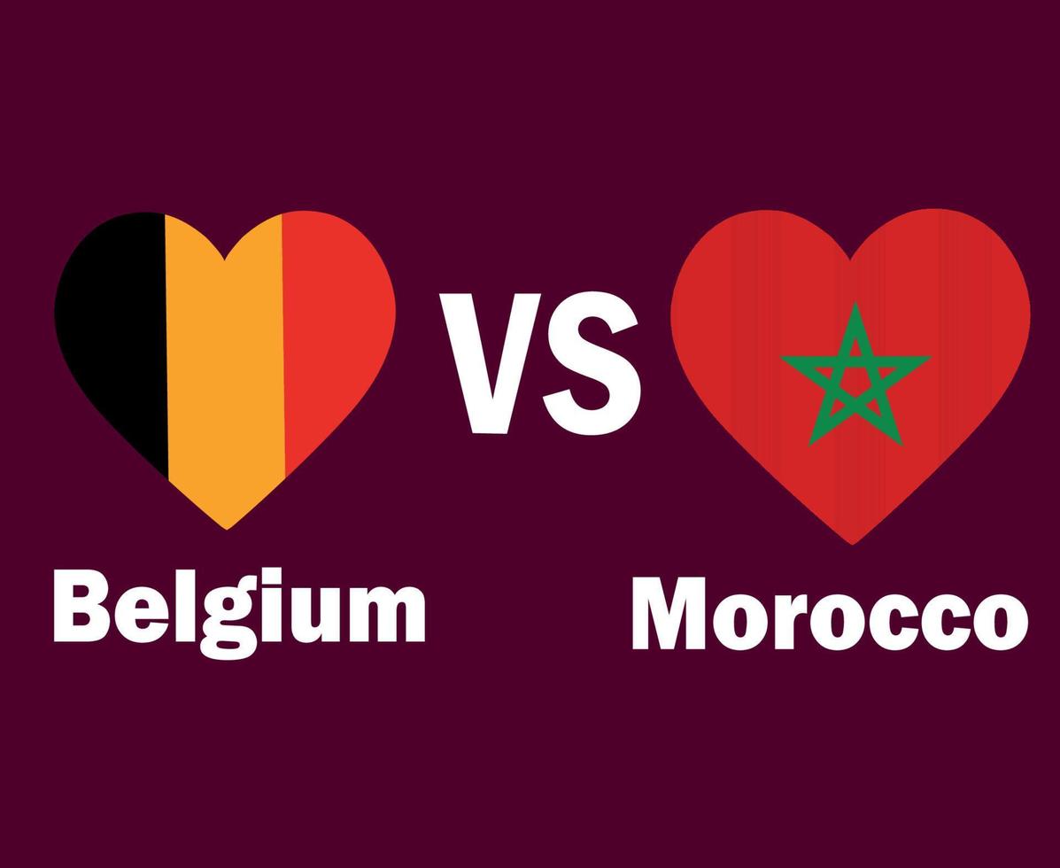 belgique et états unis drapeau coeur avec noms symbole conception europe et afrique football final vecteur pays européens et africains équipes de football illustration