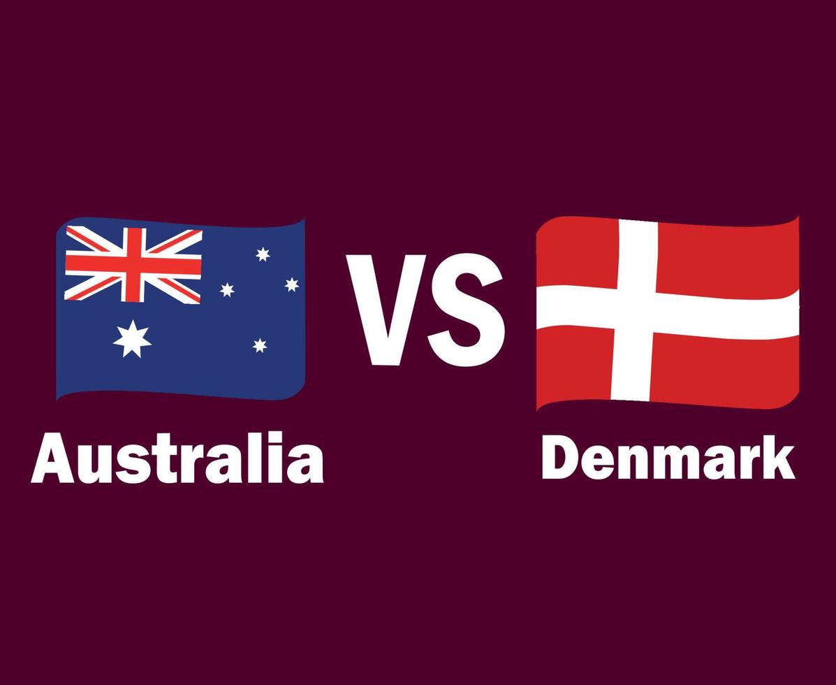 australie et danemark drapeau ruban avec noms symbole conception asie et europe football finale vecteur pays asiatiques et européens équipes de football illustration