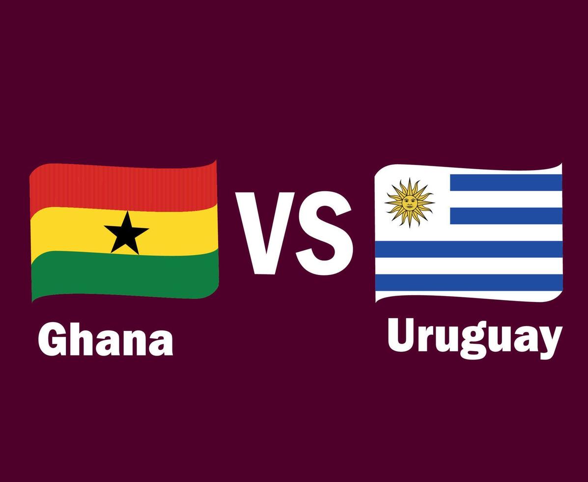 ruban de drapeau du ghana et de l'uruguay avec la conception de symboles de noms amérique latine et afrique football final vecteur pays d'amérique latine et d'afrique illustration des équipes de football
