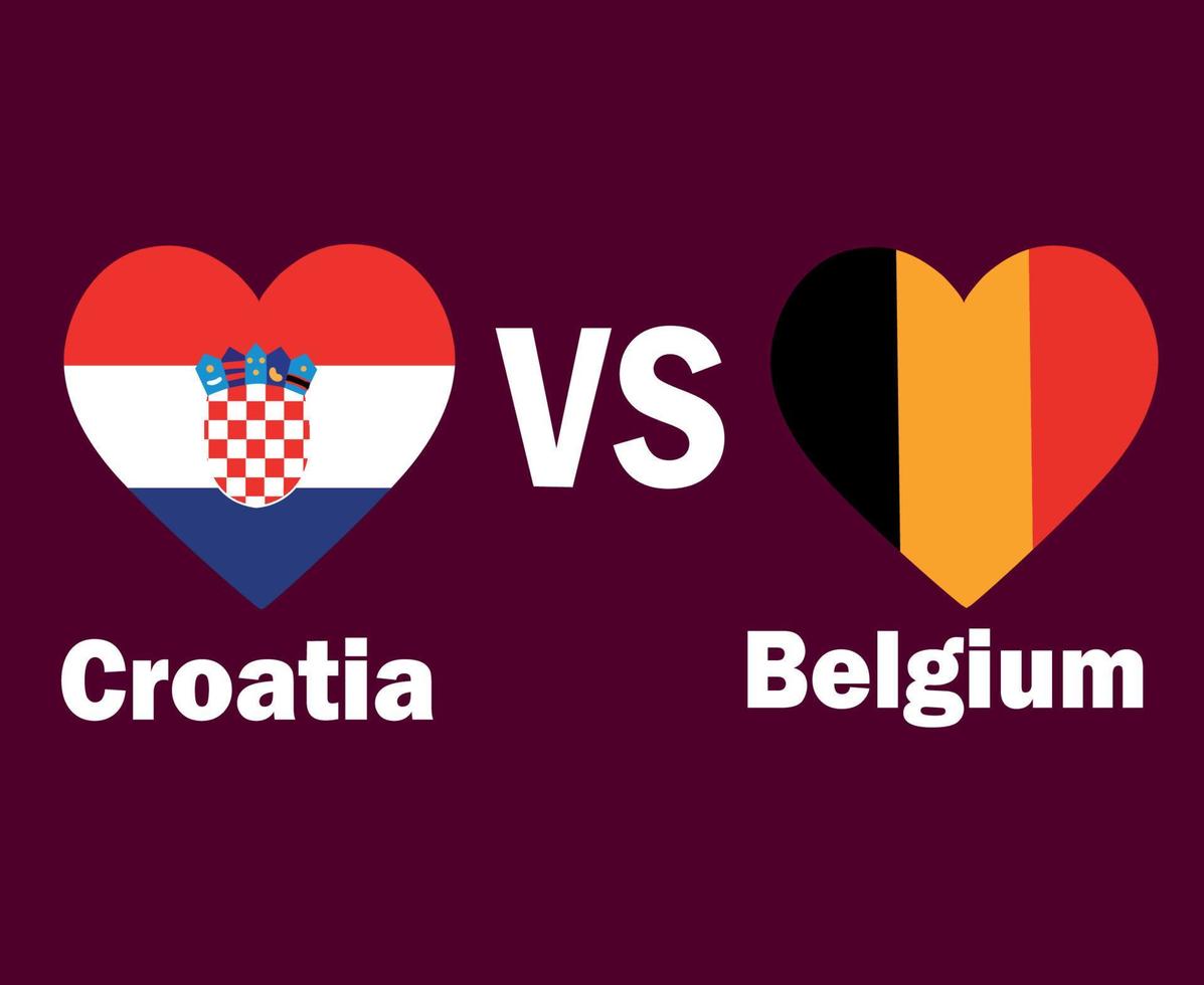 croatie et belgique drapeau coeur avec noms symbole conception europe football final vecteur pays européens équipes de football illustration