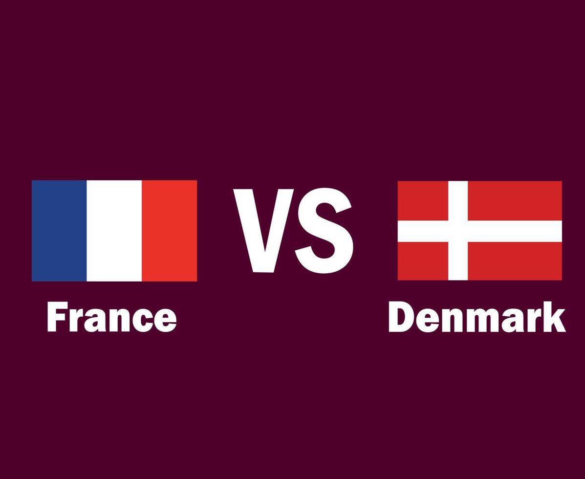 france et danemark drapeau emblème avec noms symbole conception europe football final vecteur pays européens équipes de football illustration