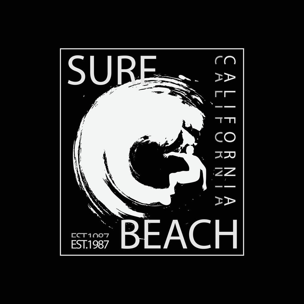 typographie d'illustration de surf en californie. parfait pour la conception de t-shirt vecteur