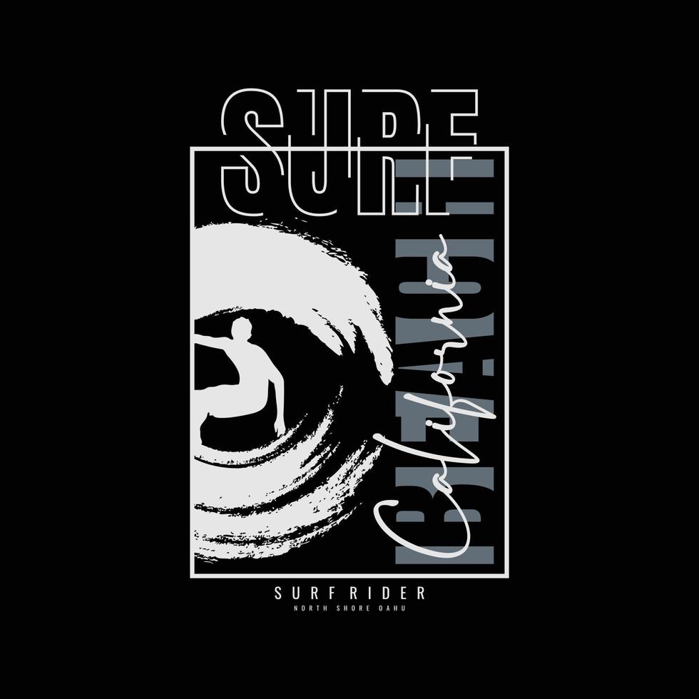 typographie d'illustration de surf en californie. parfait pour la conception de t-shirt vecteur