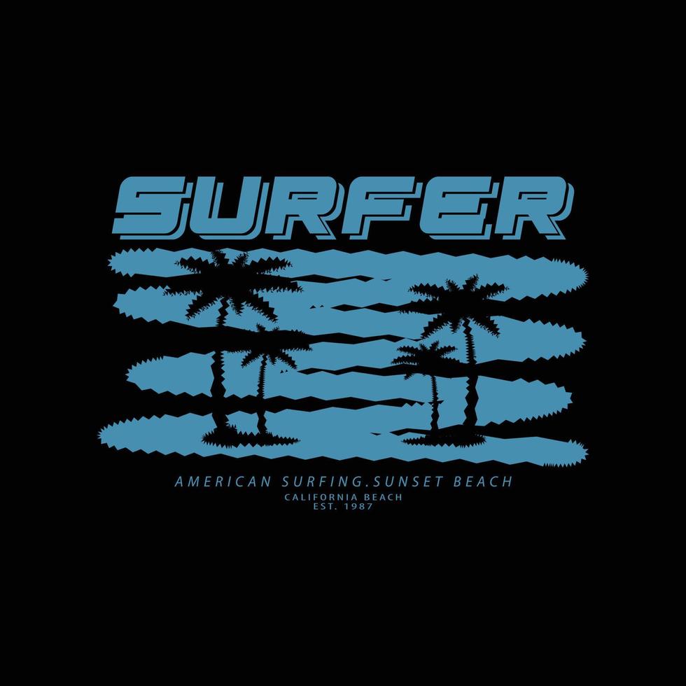 typographie d'illustration de surfeur. parfait pour la conception de t-shirt vecteur