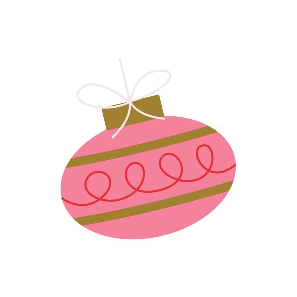 joyeux boule de sapin de noël rose avec ornement dentelle or. décorations d'arbres de Noël et du nouvel an. jouets de sapin de vacances d'hiver. boules de jingles rétro ou flyer, conception de cartes de voeux. vecteur