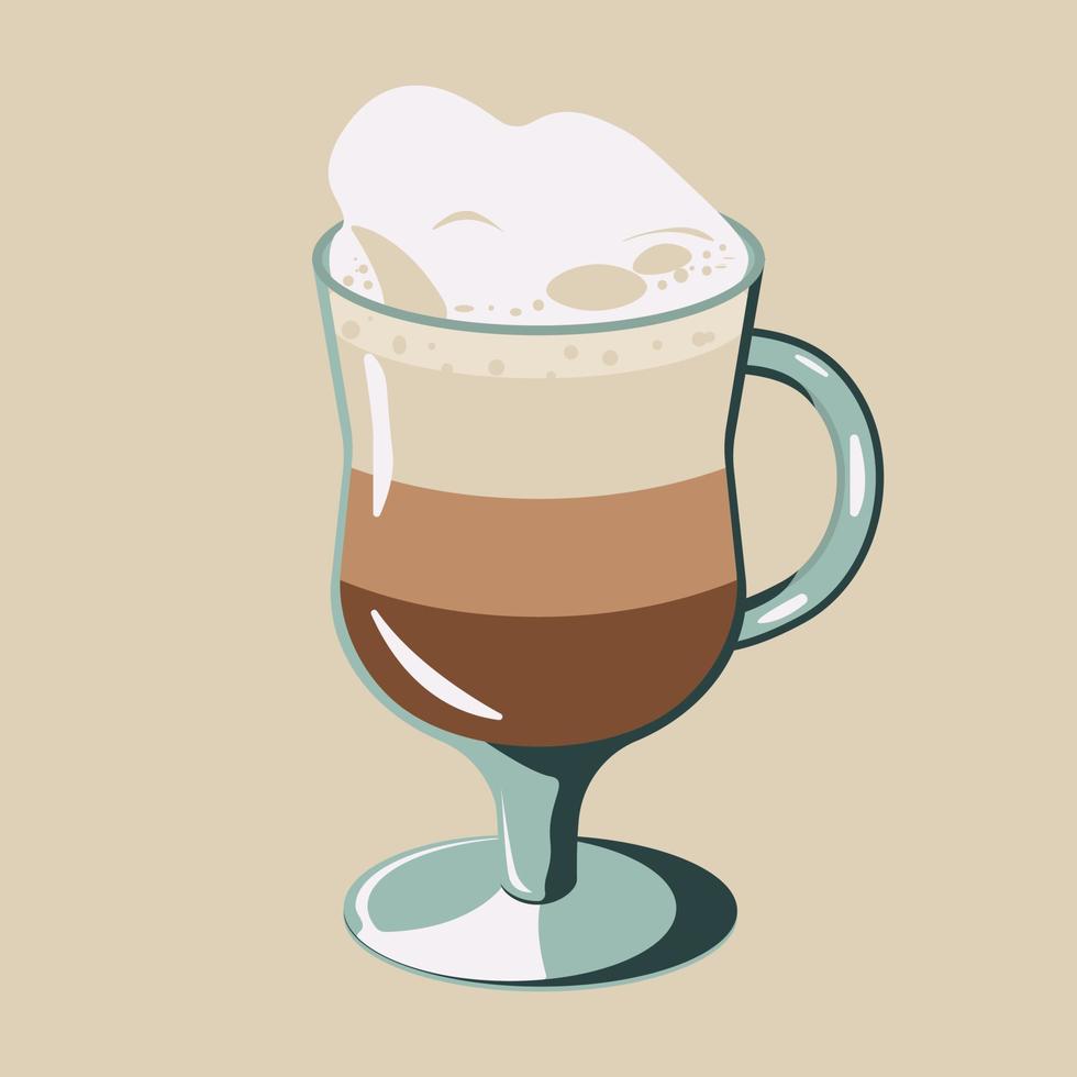 café boit du latte avec de la mousse illustration vectorielle isolée vecteur