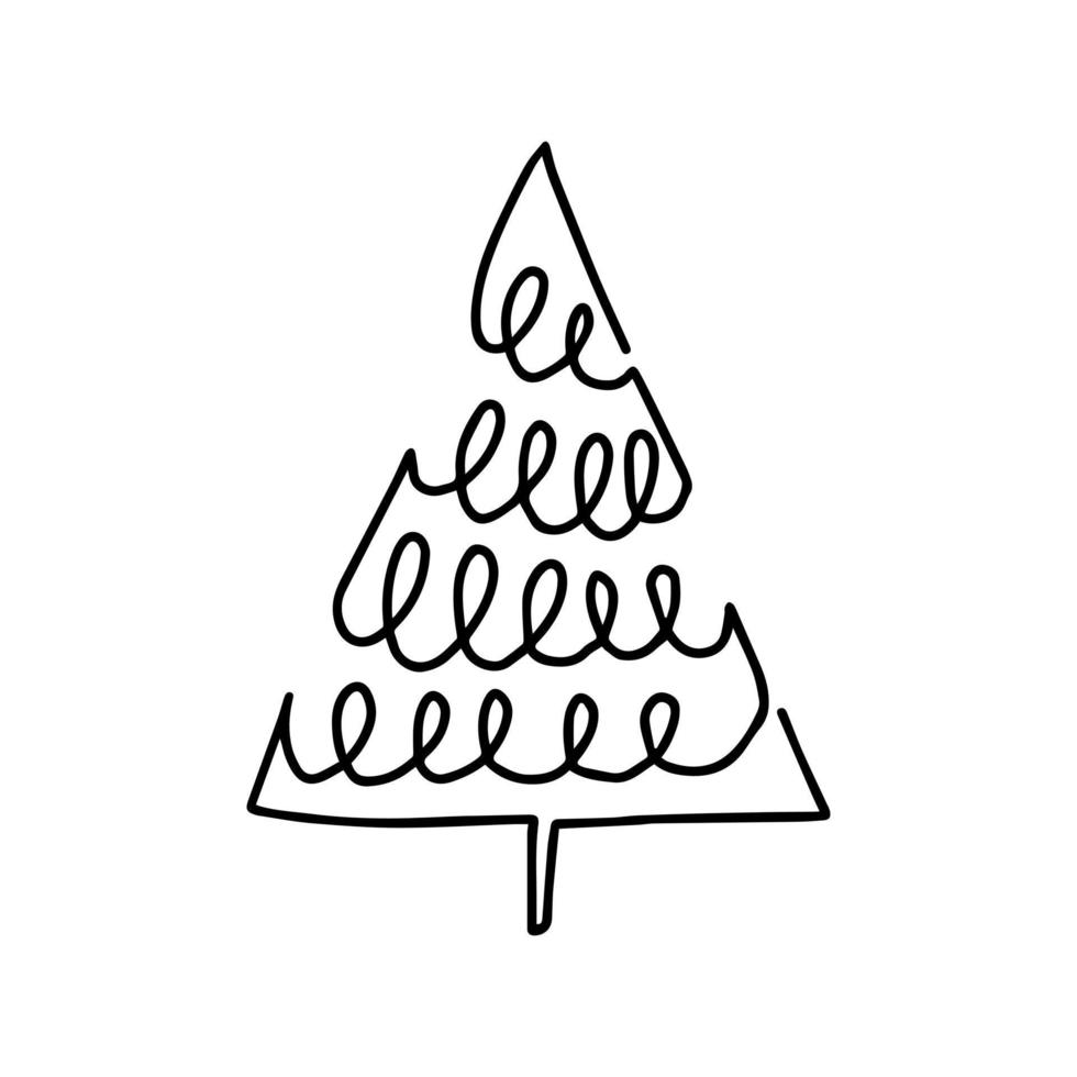 sapin de noël vert. dessin continu d'une ligne. conception minimaliste d'illustration vectorielle vecteur