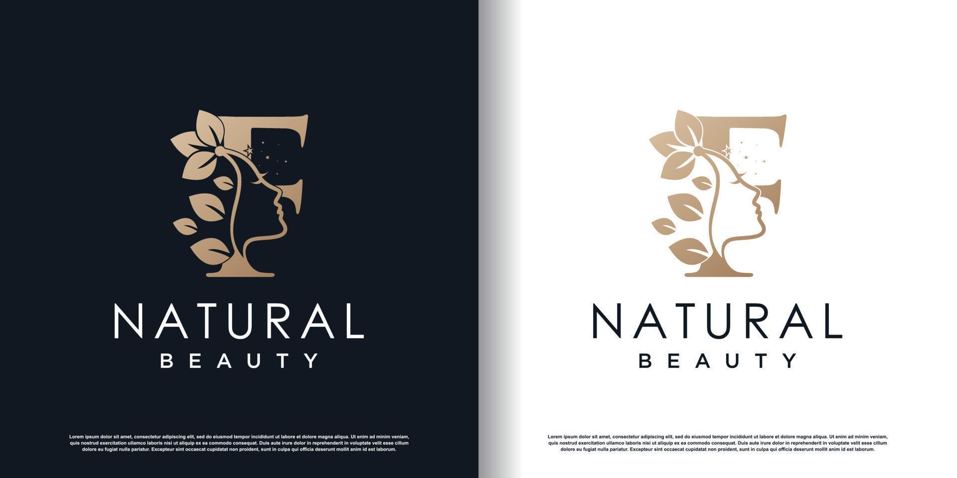 lettre f logo avec vecteur premium de concept de beauté naturelle