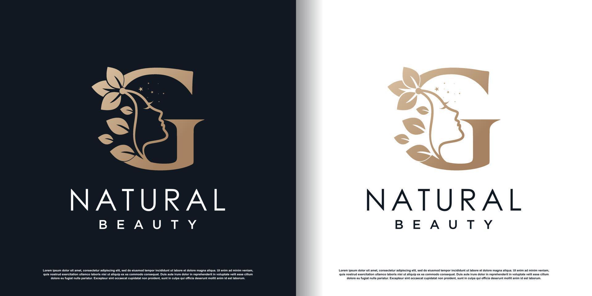lettre g logo avec vecteur premium de concept de beauté naturelle
