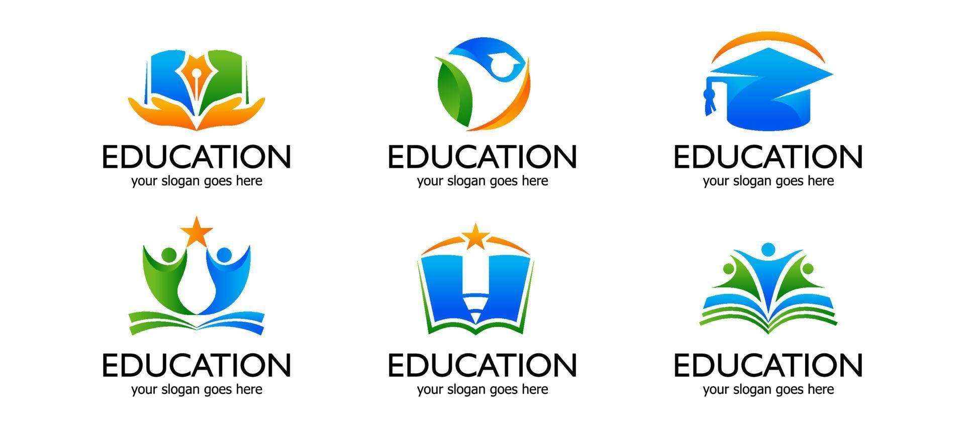 ensemble de modèles de logo d'éducation vecteur