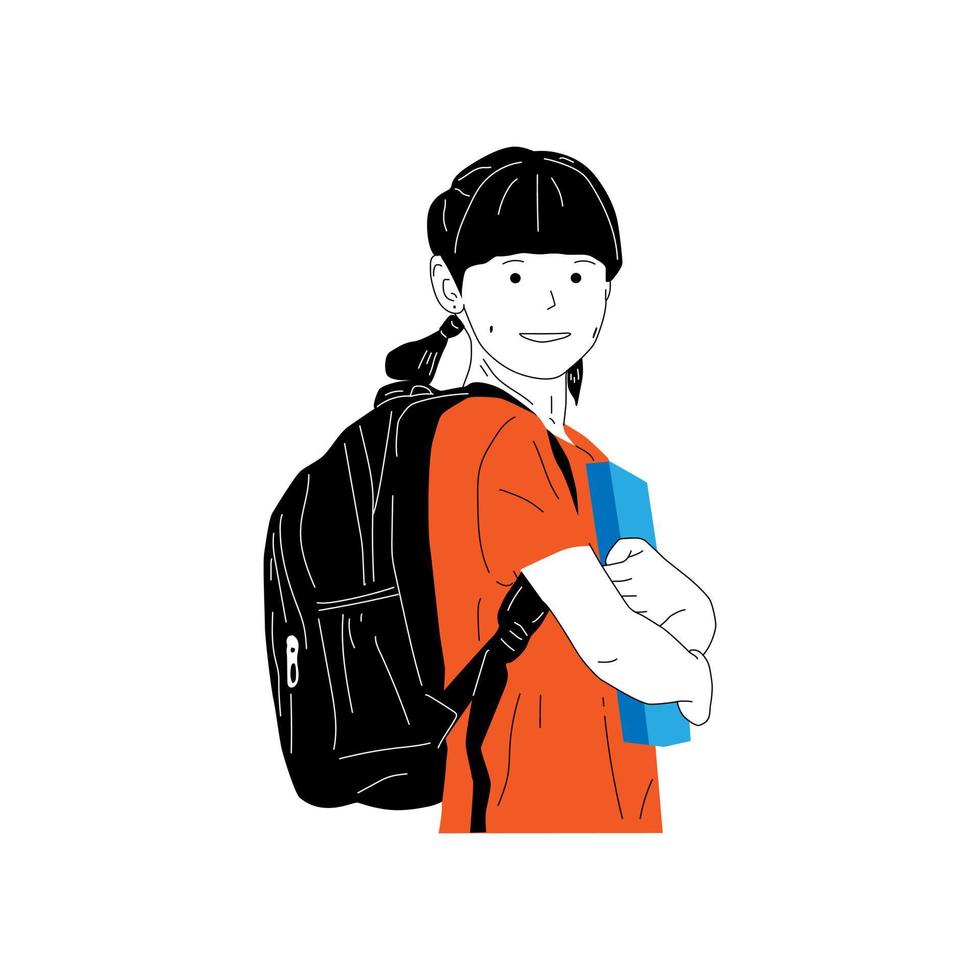 personnage d'illustration d'un enfant à l'école vecteur