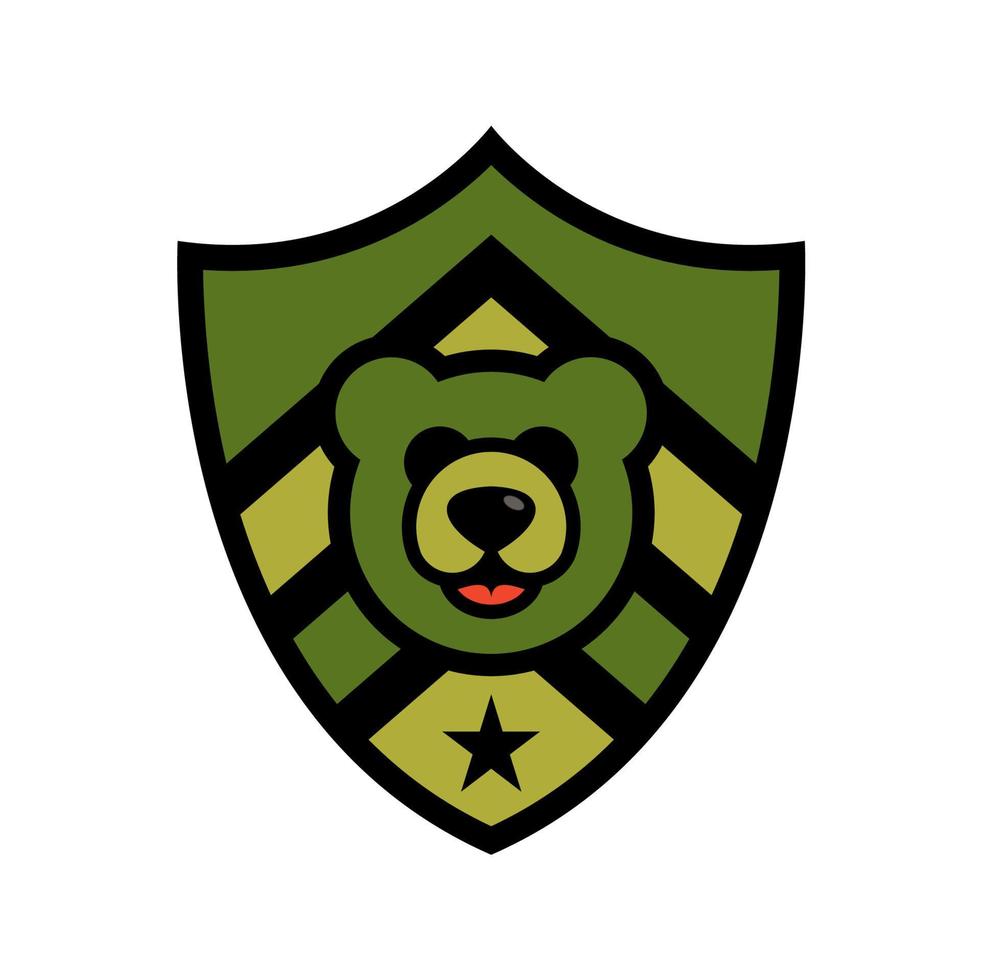 création de logo d'étiquette d'insigne de bouclier d'ours militaire vecteur