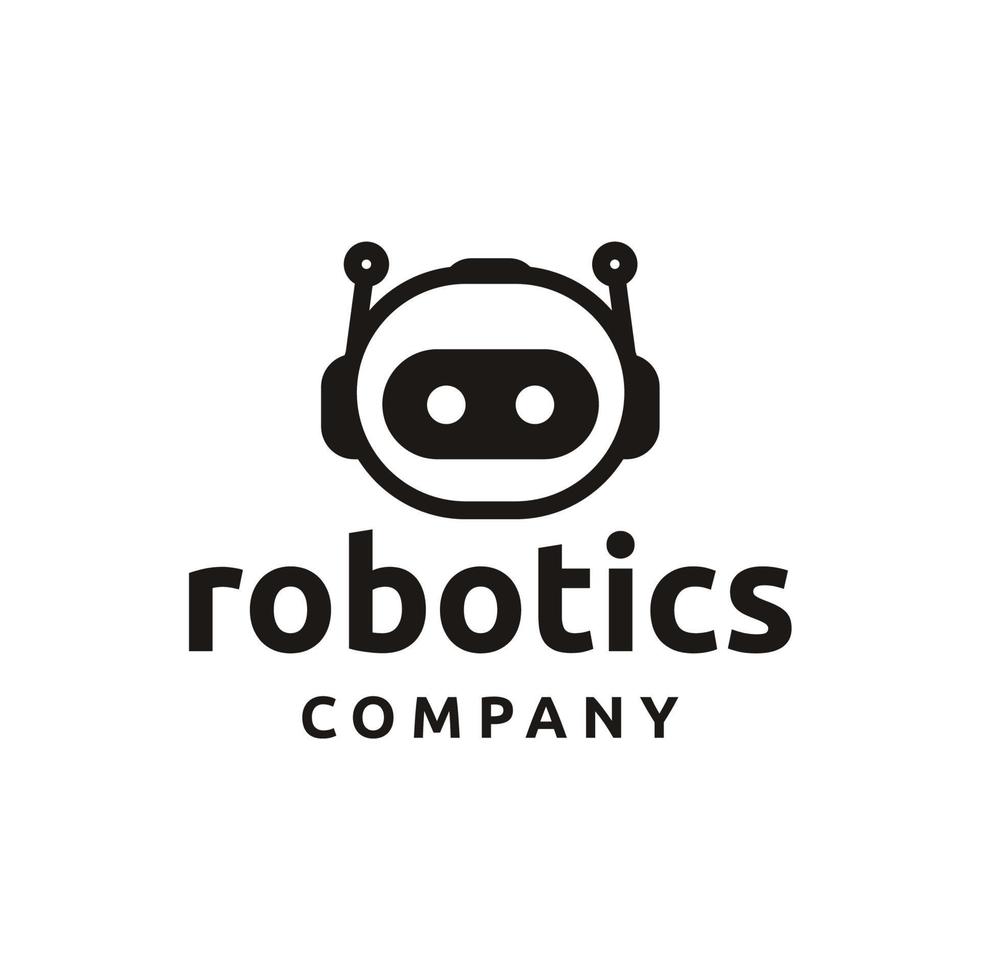 tête de robot silhouette logo icône illustration vectorielle vecteur