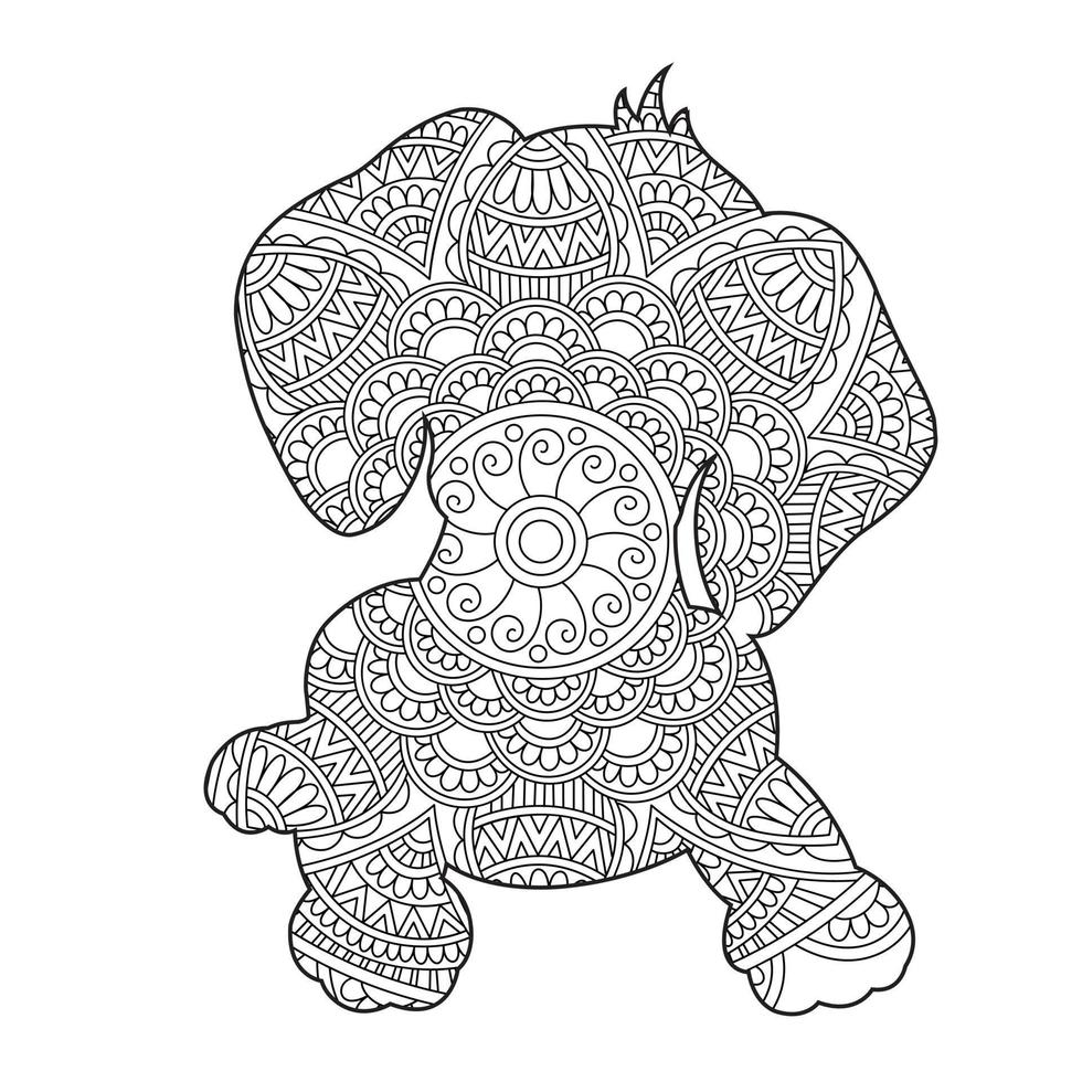 chien mandala coloriage pour adultes floral animal livre de coloriage isolé sur fond blanc antistress coloriage illustration vectorielle vecteur