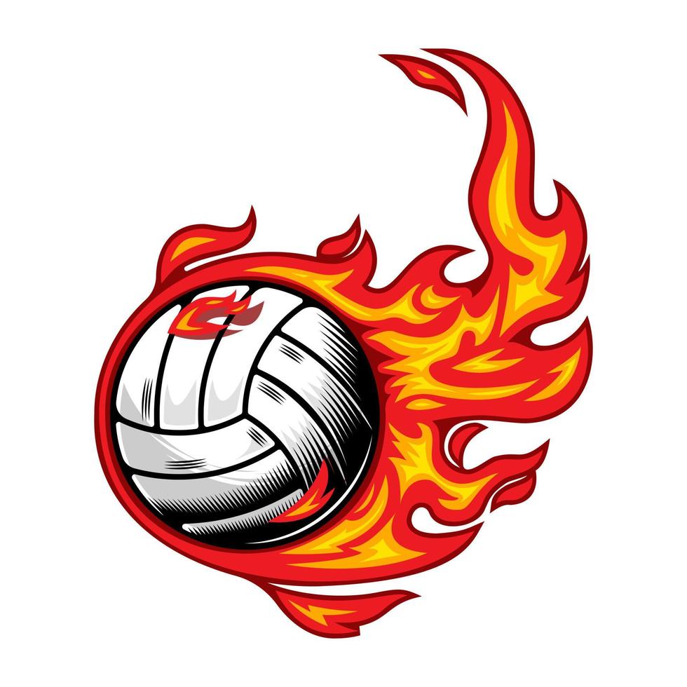 volley-ball sur illustration vectorielle de conception de feu. vecteur