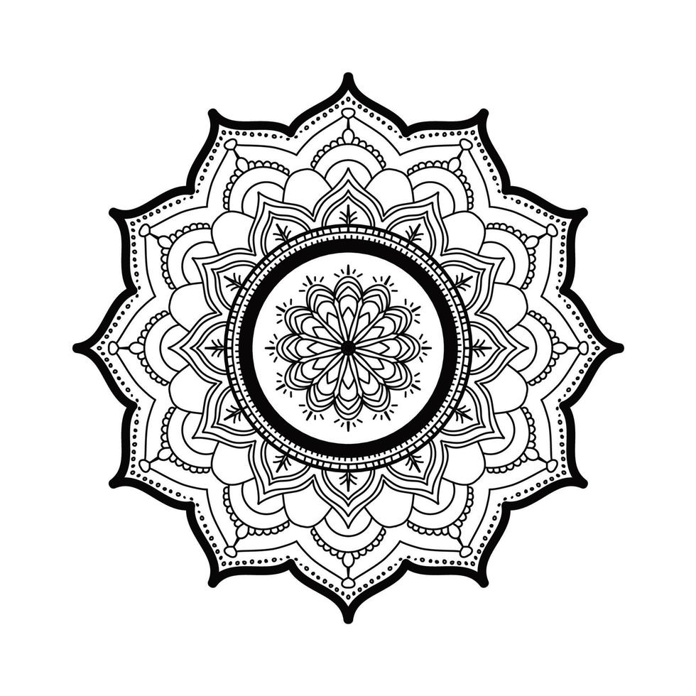 mandala noir pour la conception. motif circulaire de mandala pour le henné, le mehndi, le tatouage, la décoration. ornement décoratif de style oriental ethnique. page de livre de coloriage vecteur