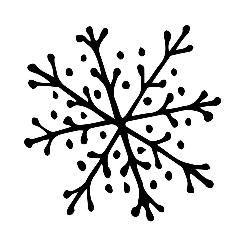 doodle illustration de flocon de neige vecteur dessiné à la main. clipart isolé sur fond blanc. illustration de haute qualité pour la décoration, la décoration de noël, l'impression, les cartes postales.