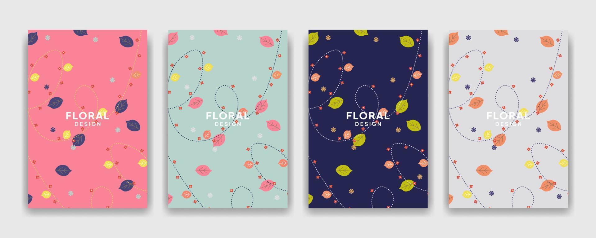 modèle pour les couvertures de cahier et les pages avec des fleurs dessinées à la main et un objet abstrait avec un fond coloré, il peut être utilisé pour le planificateur, le journal intime, le journal de poche. vecteur