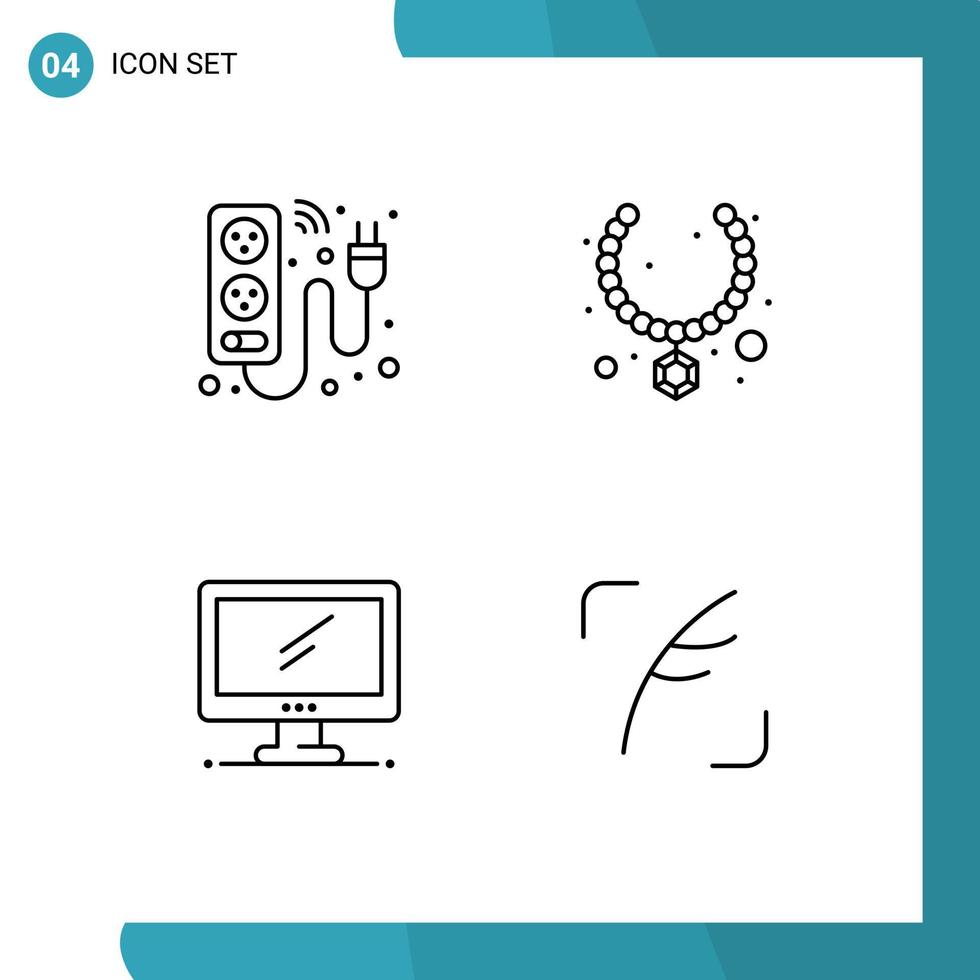 pack d'icônes vectorielles stock de 4 signes et symboles de ligne pour câble ordinateur électricité collier dispositif éléments de conception vectoriels modifiables vecteur