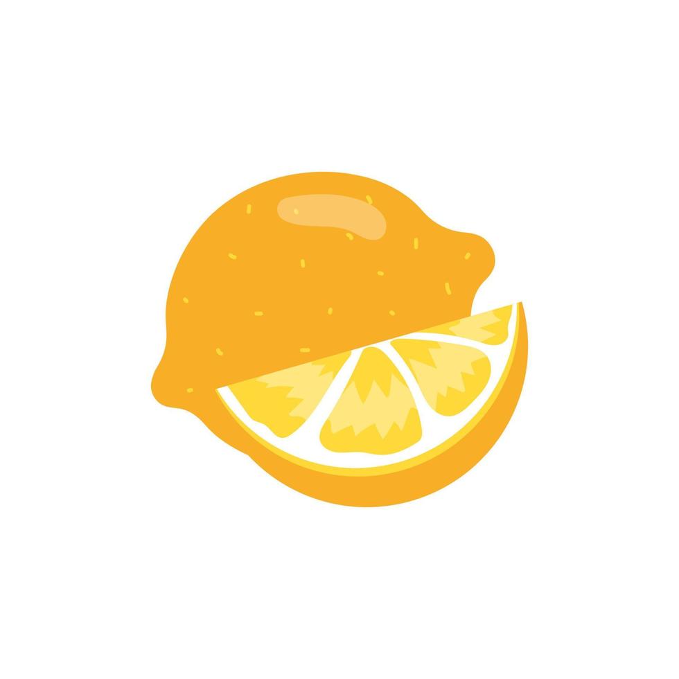 fruit de citron entier et demi isolé sur fond blanc. vecteur