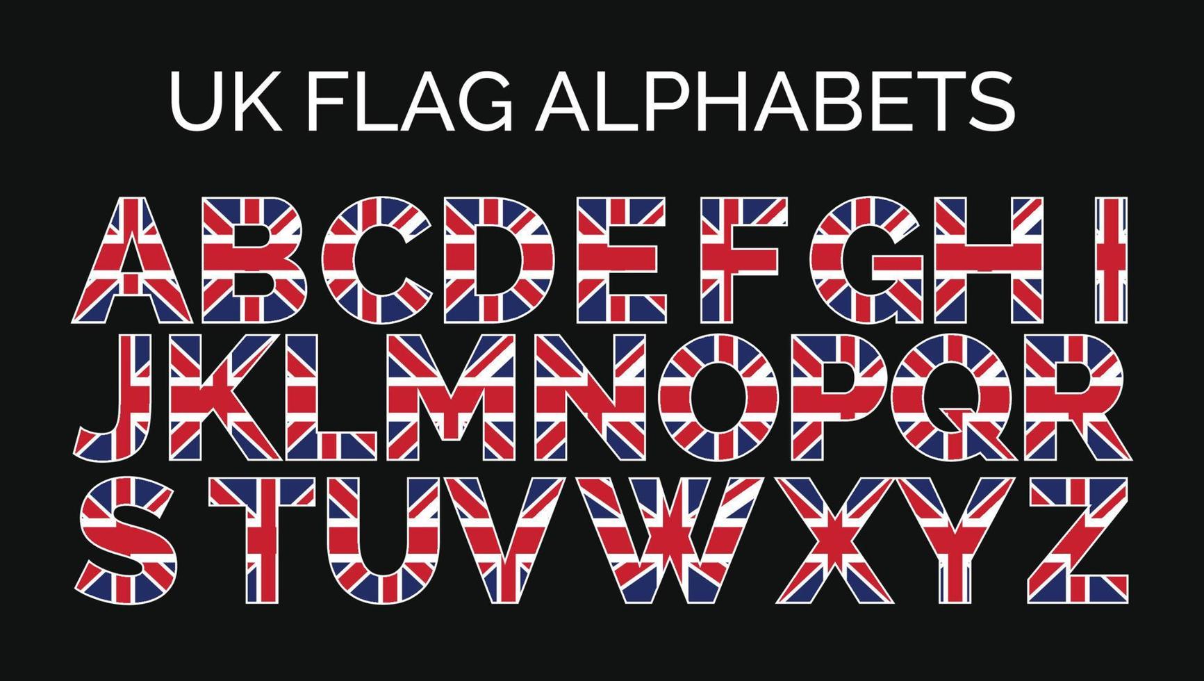 uk royaume uni drapeau alphabets lettres a à z logos de conception créative vecteur