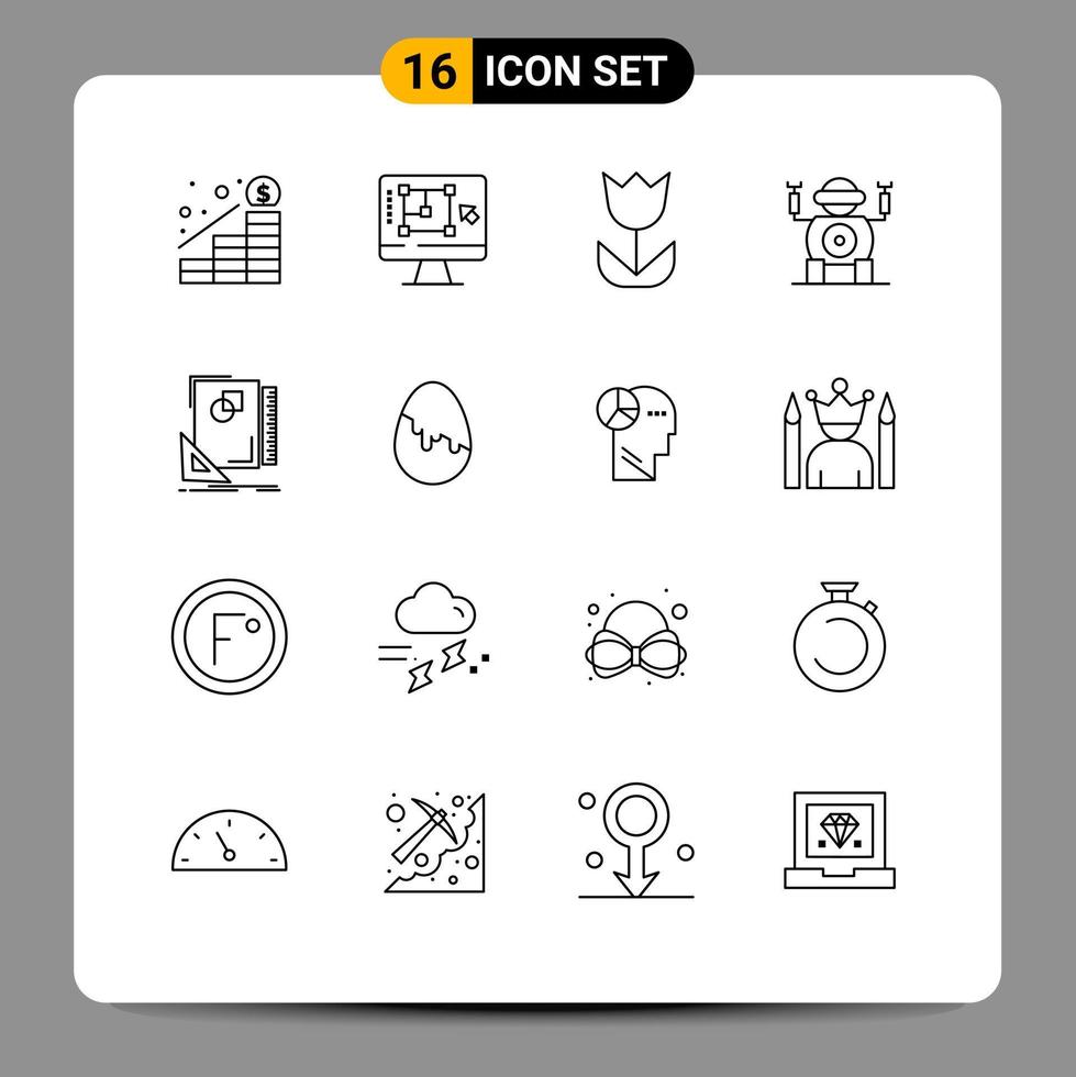 pack d'icônes vectorielles stock de 16 signes et symboles de ligne pour la mise en page jouet augmenter la technologie photo éléments de conception vectoriels modifiables vecteur