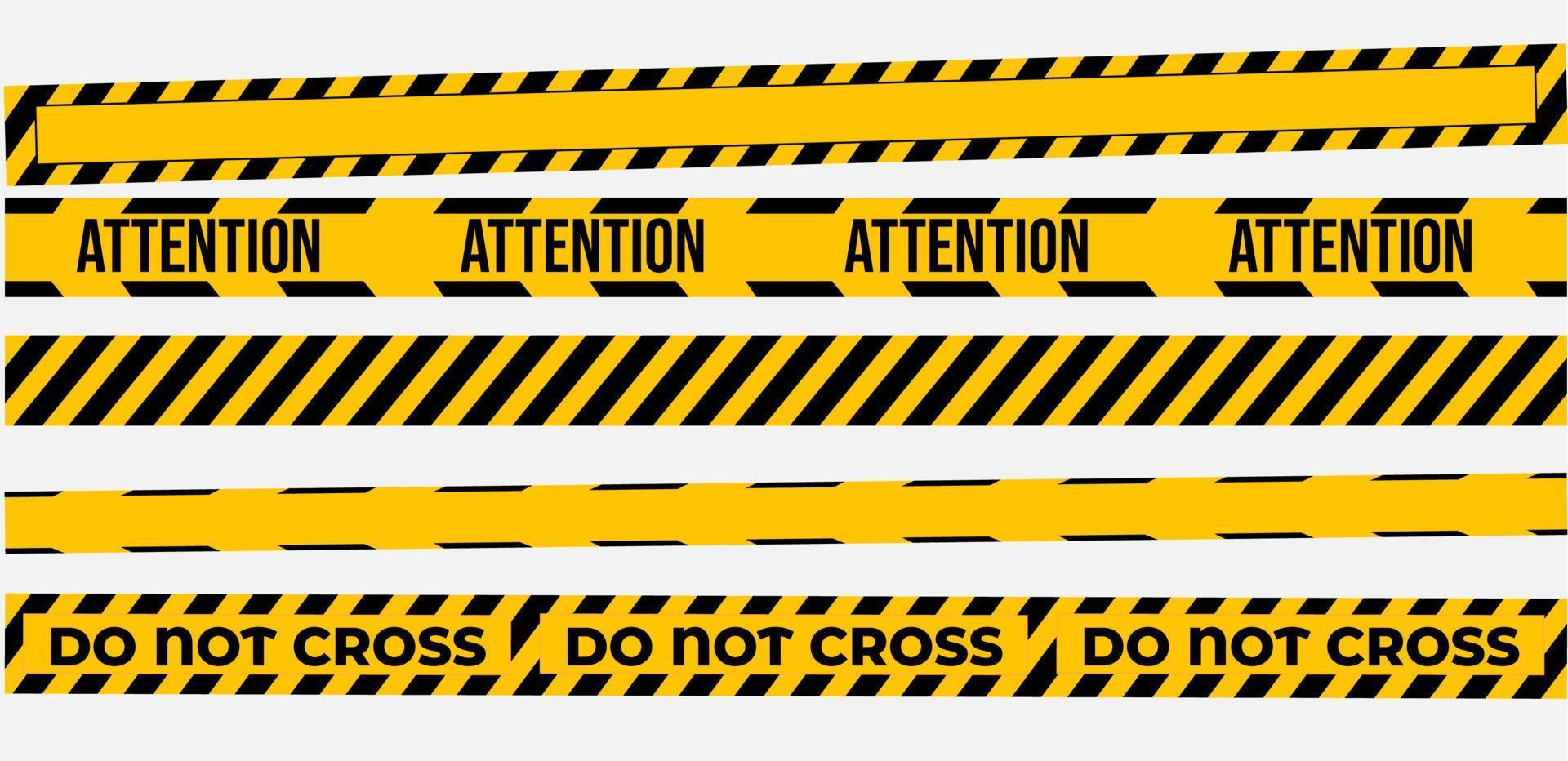 bandes d'avertissement pour la construction et le crime. illustration vectorielle. bandes d'avertissement de sécurité jaune mis en garde vecteur