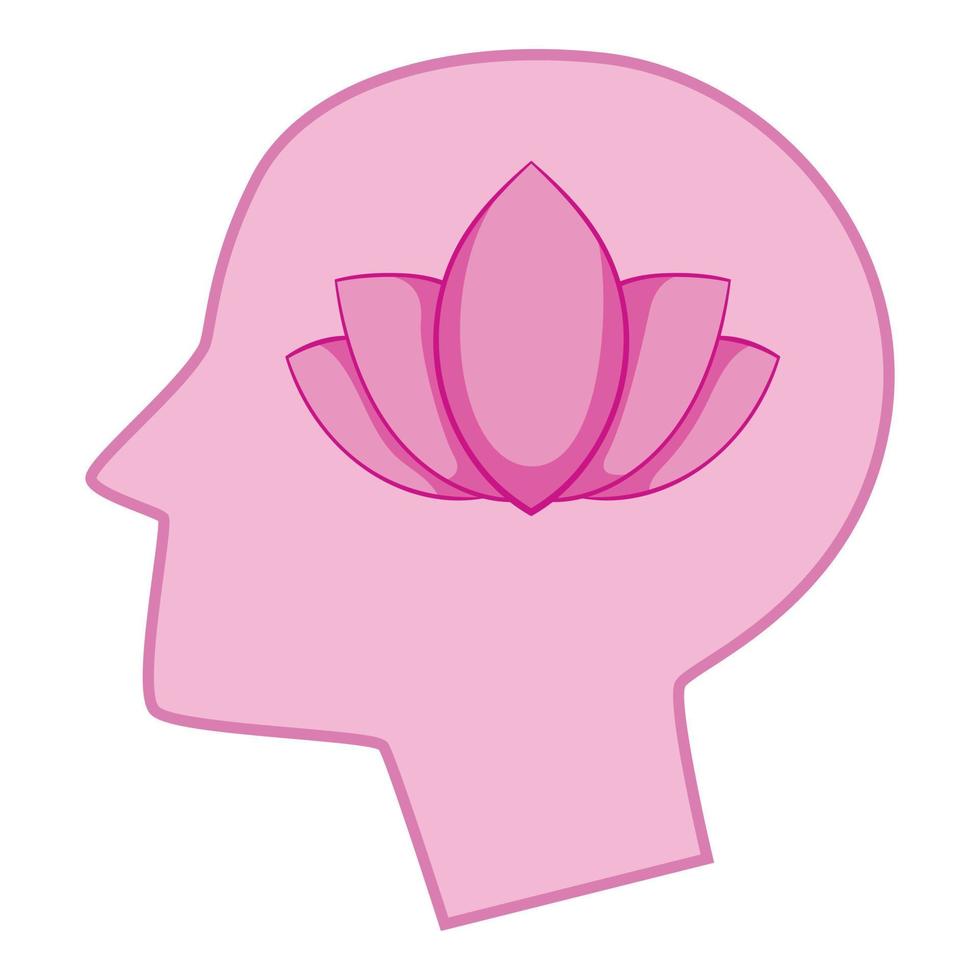 silhouette de tête avec lotus à l'intérieur de l'icône vecteur