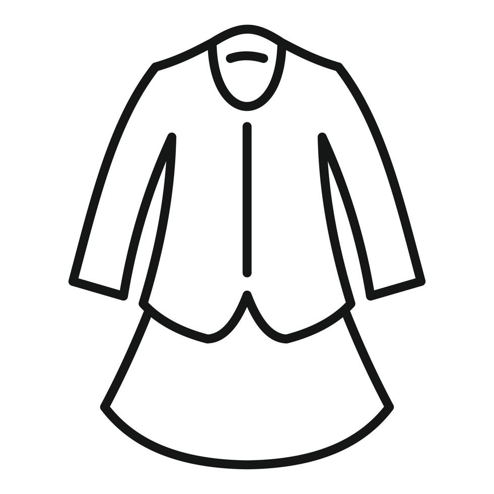 vecteur de contour d'icône de robe de veste. uniforme scolaire