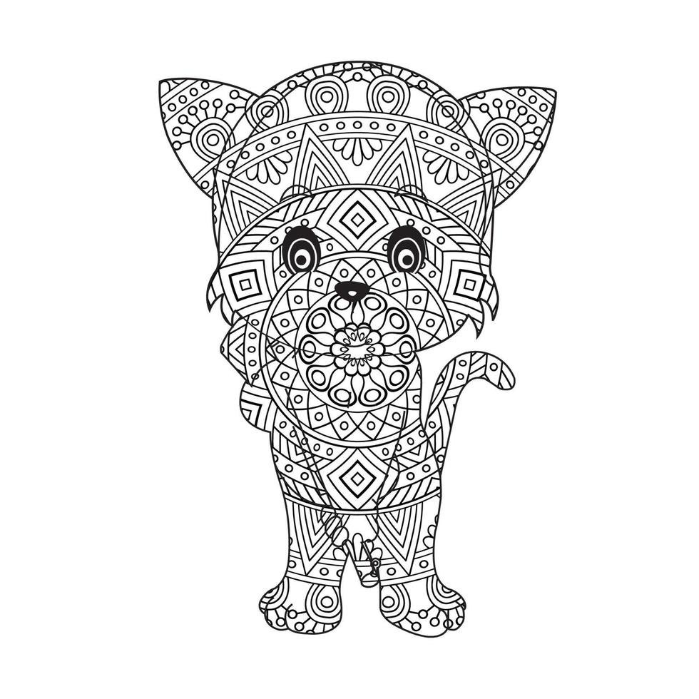 chat mandala coloriage pour adultes floral animal livre de coloriage isolé sur fond blanc antistress coloriage page illustration vectorielle vecteur