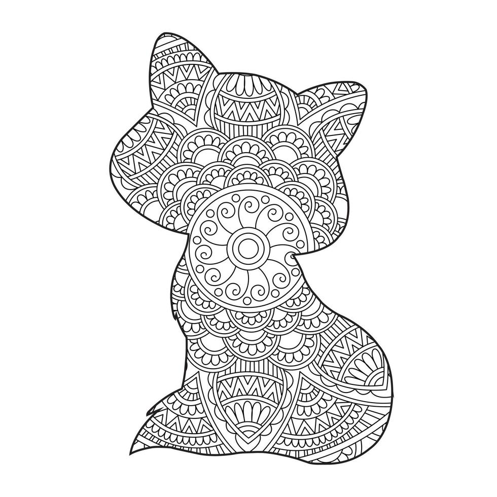 chat mandala coloriage pour adultes floral animal livre de coloriage isolé sur fond blanc antistress coloriage page illustration vectorielle vecteur