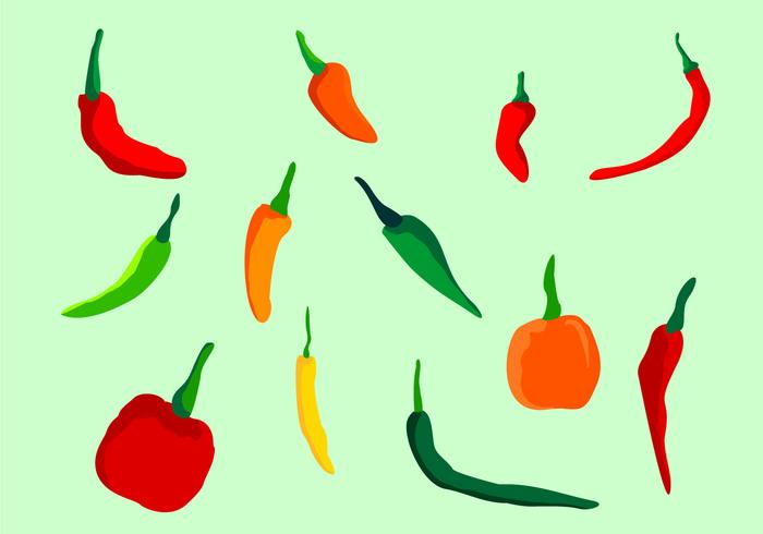 Chili Peppers Vector Set