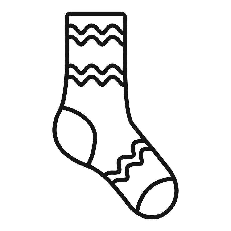 vecteur de contour d'icône de chaussette amusante. chaussette de sport en laine