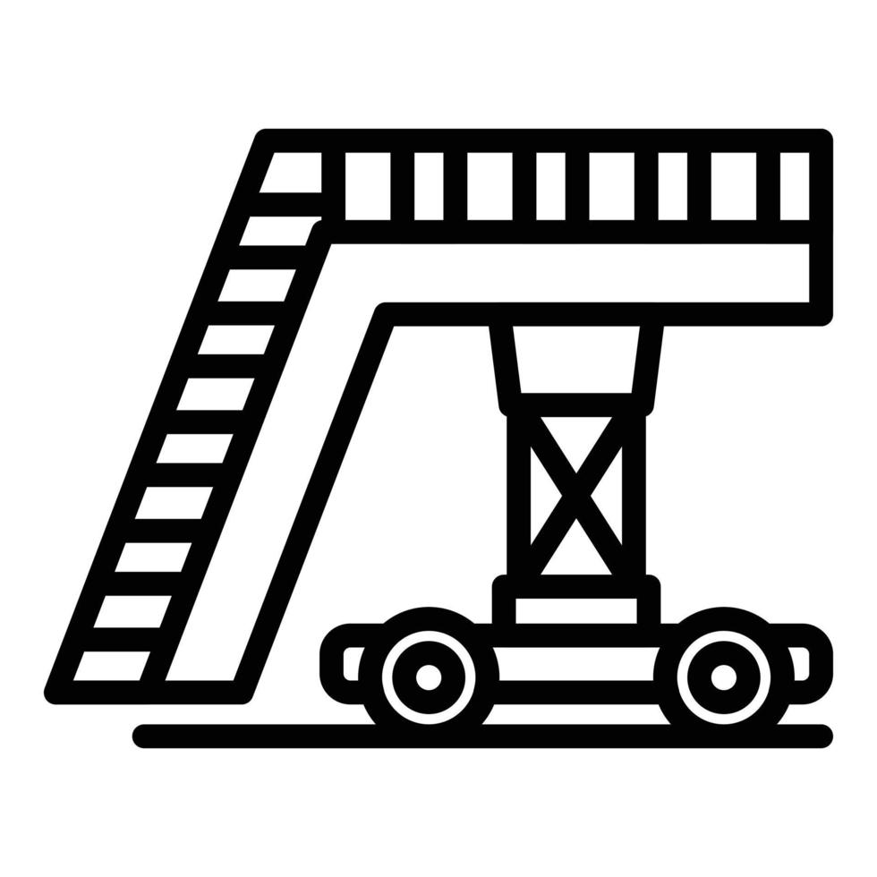 vecteur de contour d'icône d'escalier d'avion de piste. vol d'affaires