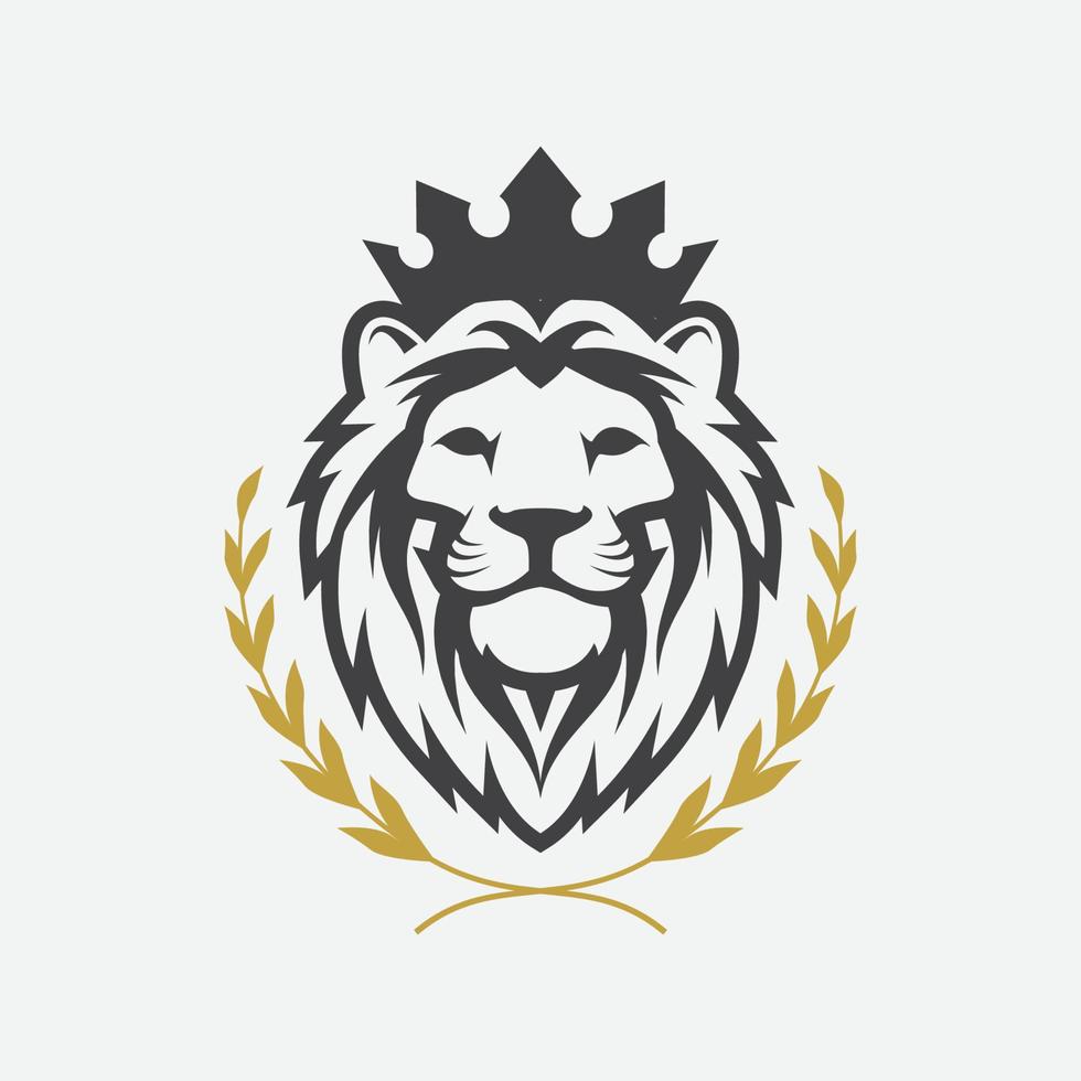 modèle d'icône de logo de luxe de lion, illustration de conception de logo de lion élégant, tête de lion avec logo de couronne, symbole élégant de lion vecteur