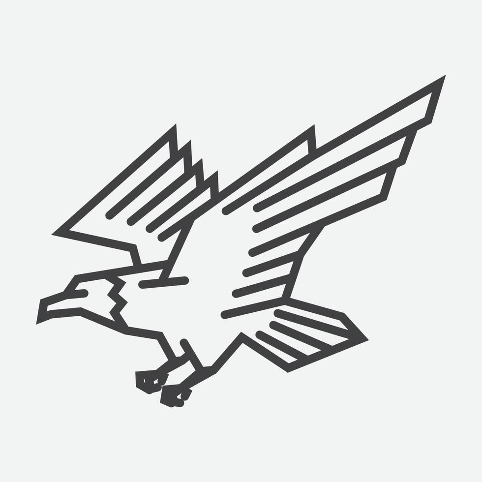 illustration de conception de style linéaire d'icône d'aigle, conception d'icône de faucon, modèle de conception de logo d'aigle, icône de vol de faucon vecteur