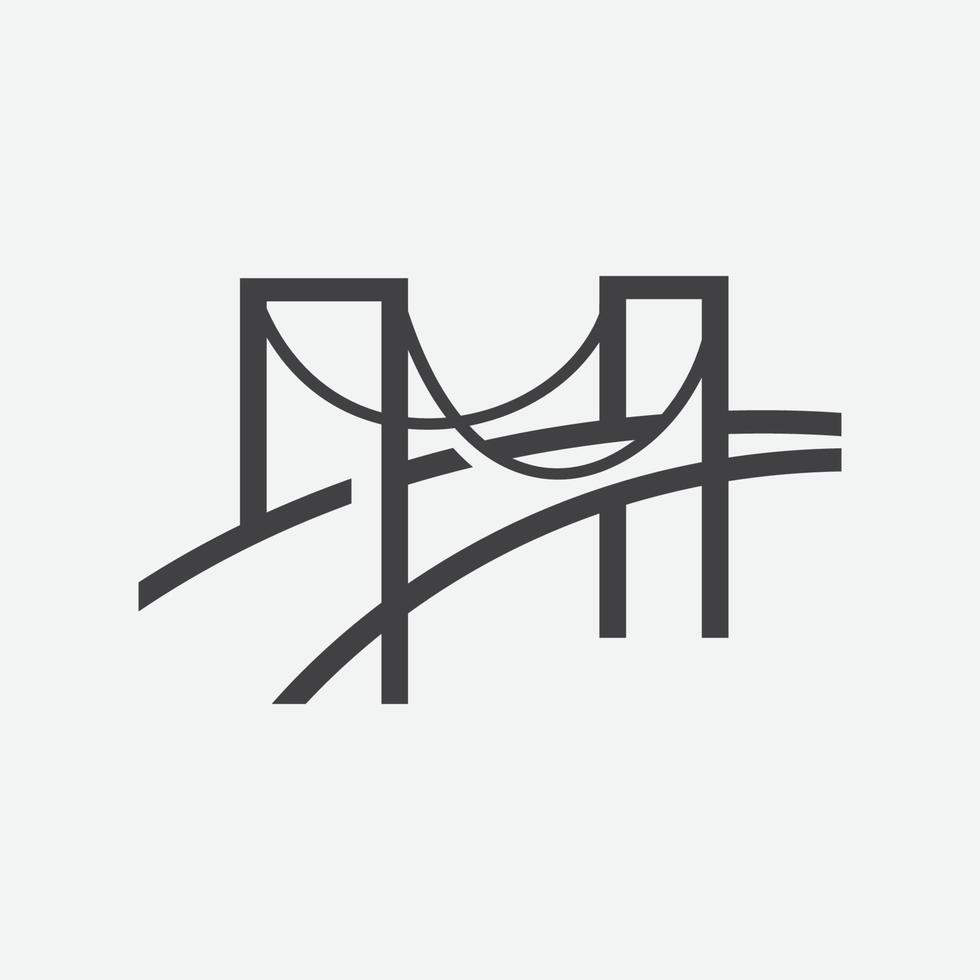 modèle de conception de logo de pont unique, logo de style linéaire de pont, logo de pont mémorable vecteur