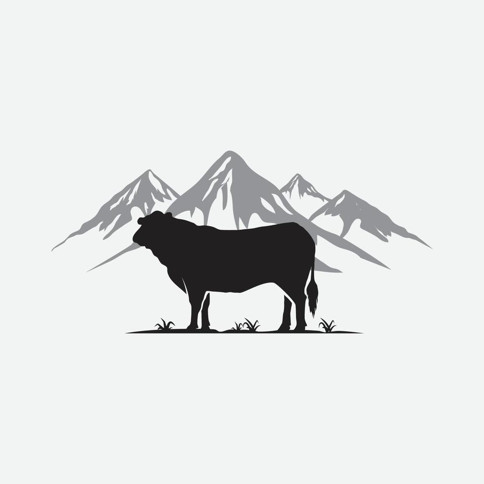 modèle de conception de vecteur de logo noir angus. illustration de conception de logo de ferme de vache, illustration vectorielle de vache