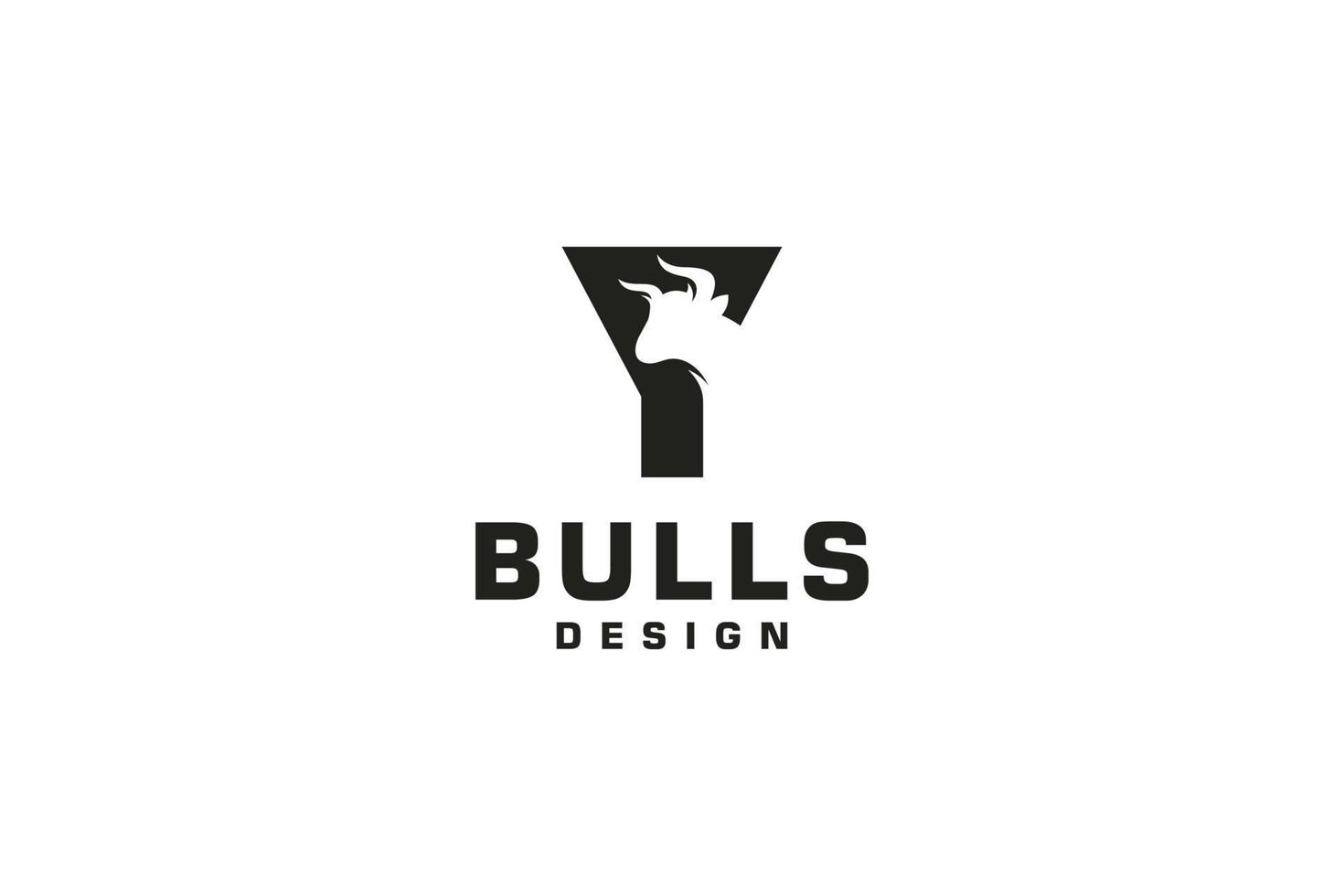 logo lettre y, logo taureau, logo tête de taureau, élément de modèle de conception de logo monogramme vecteur