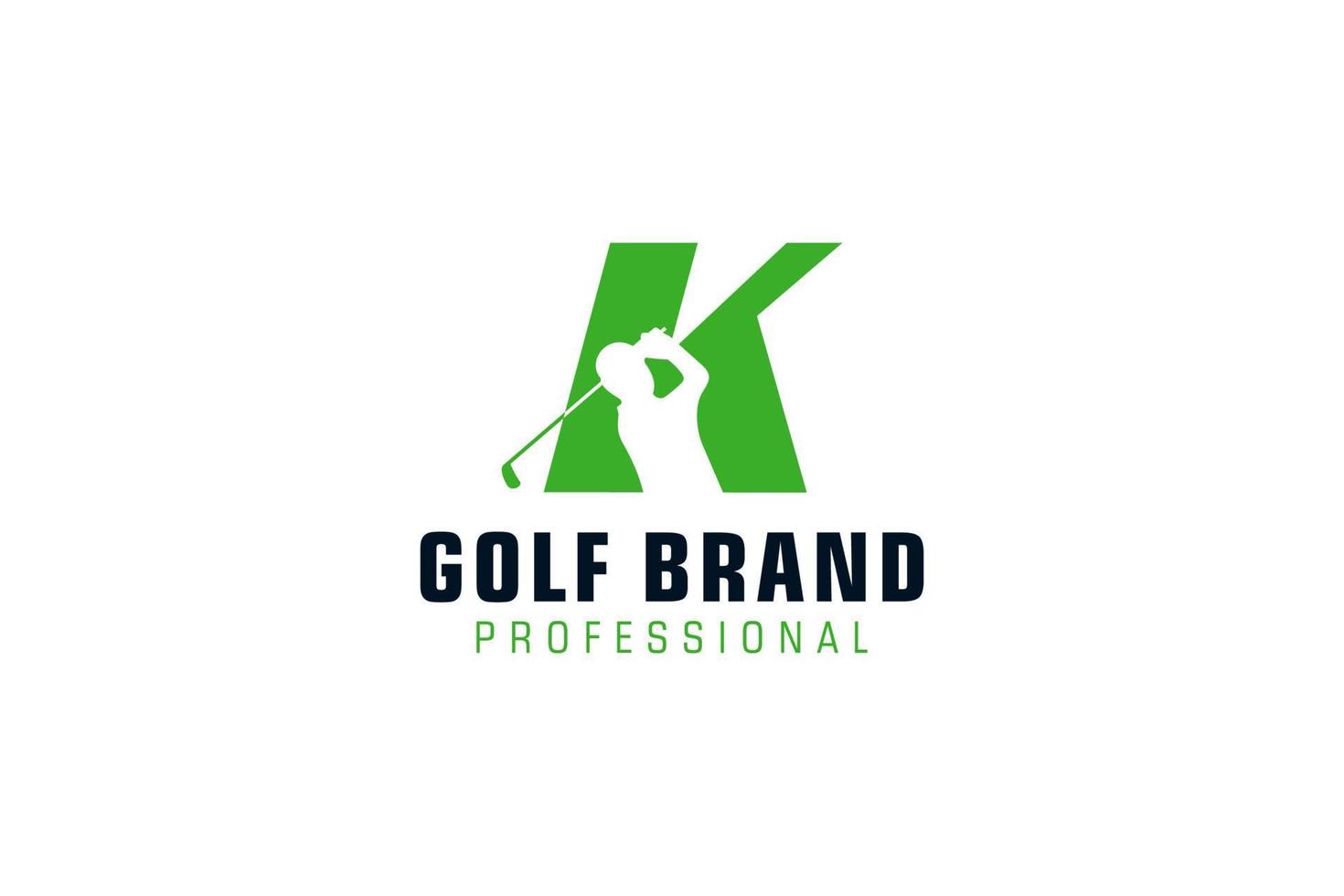 lettre k pour le modèle vectoriel de conception de logo de golf, étiquette vectorielle de golf, logo du championnat de golf, illustration, icône créative, concept de conception