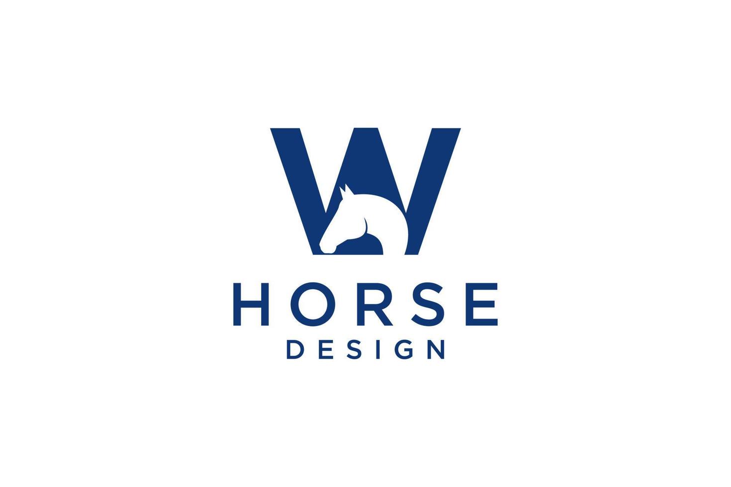 la conception du logo avec la lettre initiale w est combinée avec un symbole de tête de cheval moderne et professionnel vecteur