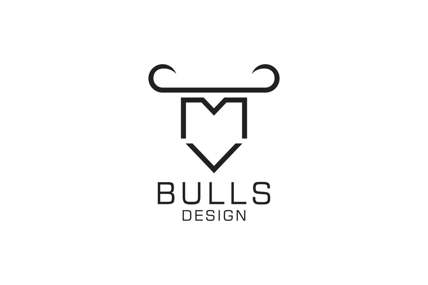 logo lettre m, logo taureau, logo tête de taureau, élément de modèle de conception de logo monogramme vecteur